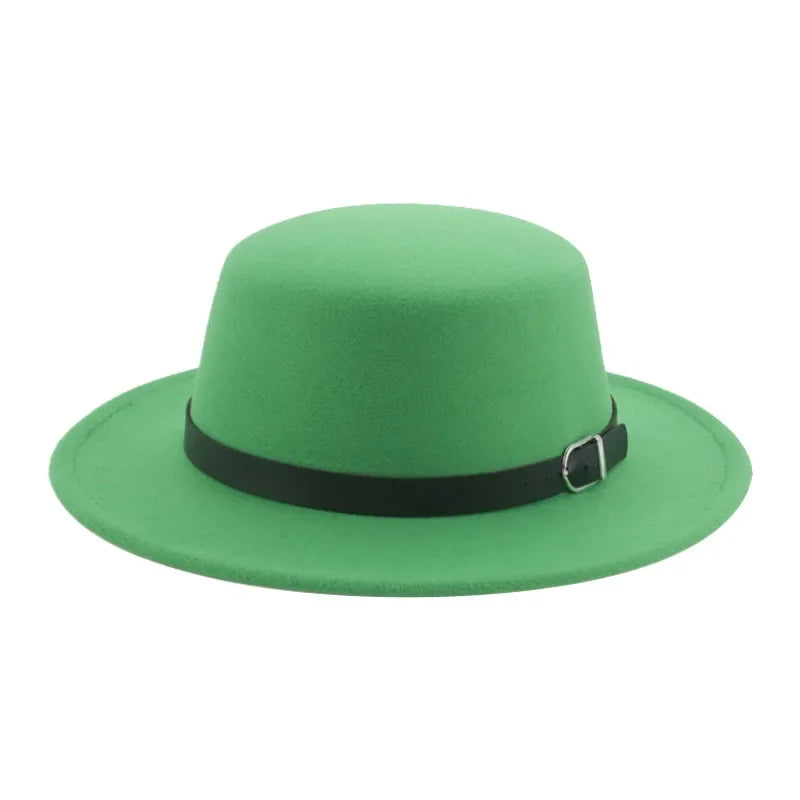 Gefilzter Herren Hut – Einfarbiger Klassischer Fedora mit Gürtelband, Casual & Formeller Winterhut Kaufschwan® Grasgrün 56-58cm