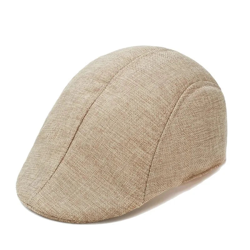 Herren Vielseitige Baumwoll-Leinen Barett Mütze | Frühling & Herbst Britische Retro Duckbill Cap | Atmungsaktive Maler Kappe Mode Accessoire Kaufschwan® Alle Werften Khaki