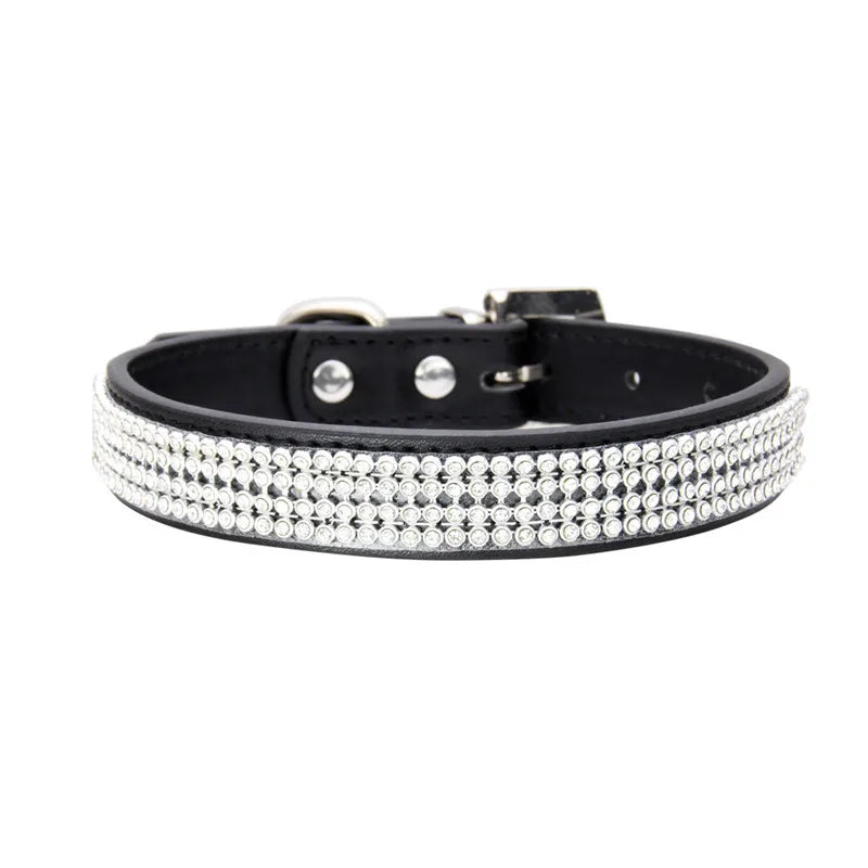 Wildleder Kristall Strass Hundehalsband Verstellbar Glitzer Halsband mit Zinklegierung Schnalle für Kleine Hunde Katzen Kaufschwan® Schwarz XS 1.5X30cm