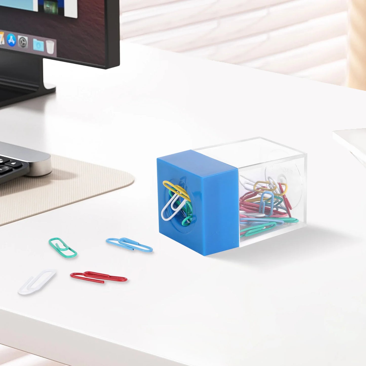 Magnetischer Büroklammernspender inkl. 30 Klammern – Schreibtisch Organizer für Zuhause, Schule & Büro | Metall-Pin Halter Box Kaufschwan®