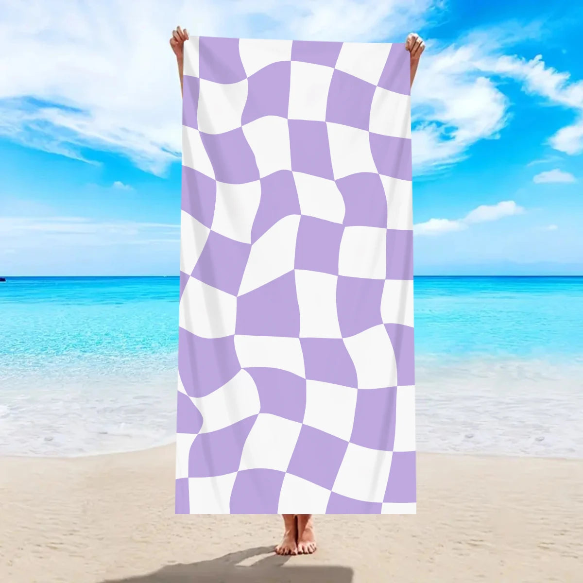 Modisches Kariertes Strandtuch – Schnell Trocknend & Saugfähig | Großes Mikrofaser Handtuch in Mehreren Farben für Strand & Reisen