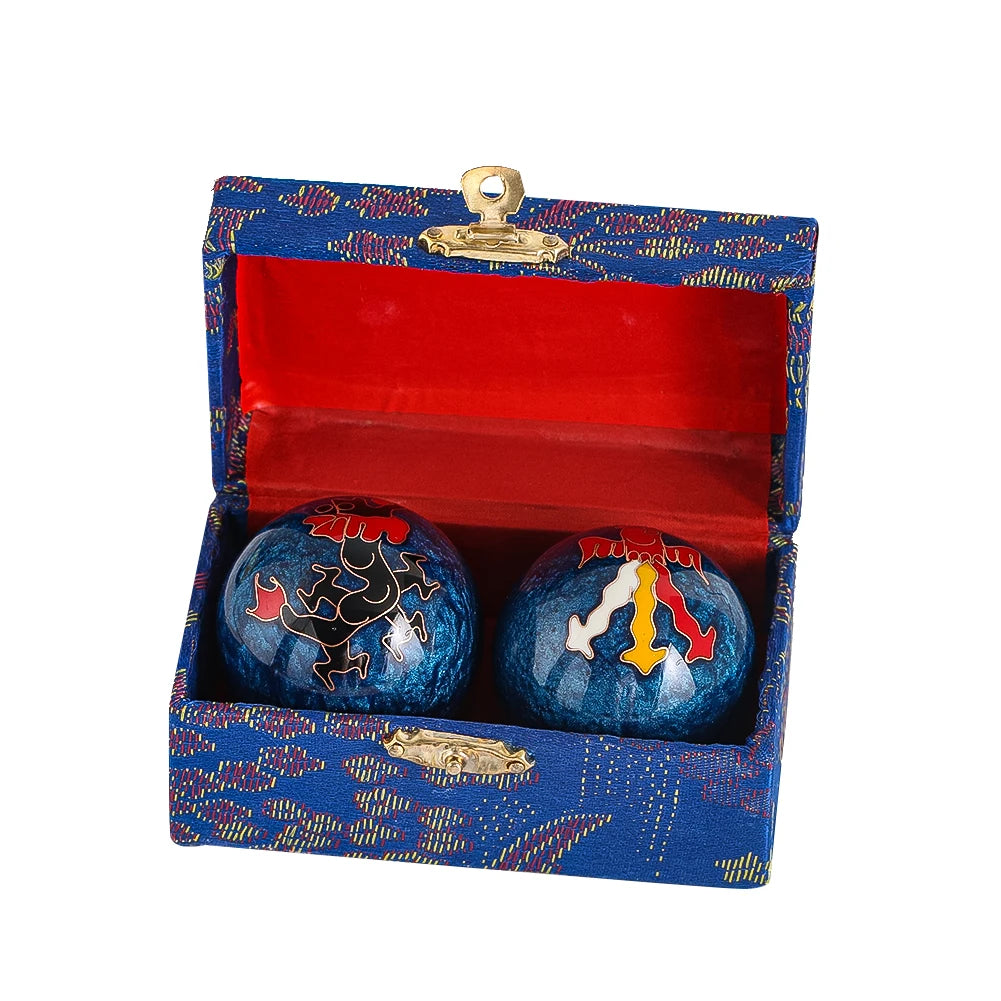 2 Stück Chinesische Drachen & Phönix Baoding-Bälle 47mm mit Klang – Handtherapie, Meditation & Stressabbau Gesundheitsbälle im Geschenkset Kaufschwan®