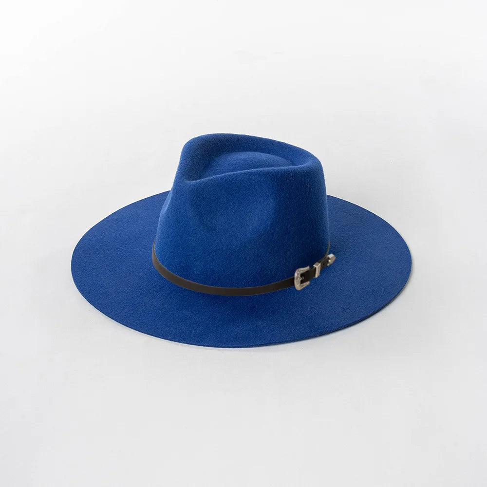 Herbst & Winter Unisex Woll-Fedora Hut – Vintage Jazzhut mit Krone & Schwarzem Lederband, Stylischer Hut mit Breiter Krempe
