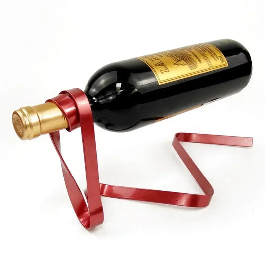 Kreativer Schwebender Eisenband Weinflaschenhalter – Farbiger Flaschenständer | Vintage Weinregal für Haus & Bar Dekoration