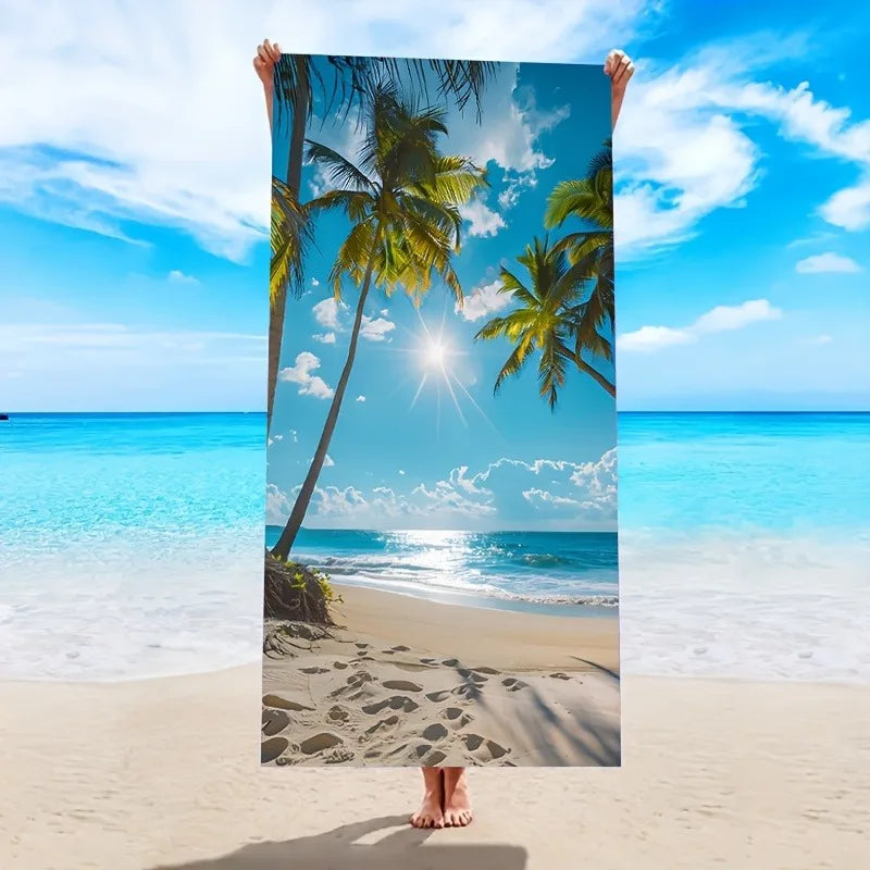 Beach Paradise Großes Strandtuch – Stilvolles Tropisches Palmenmotiv | Weiches & Saugfähiges Handtuch für Strand, Bad & Pool