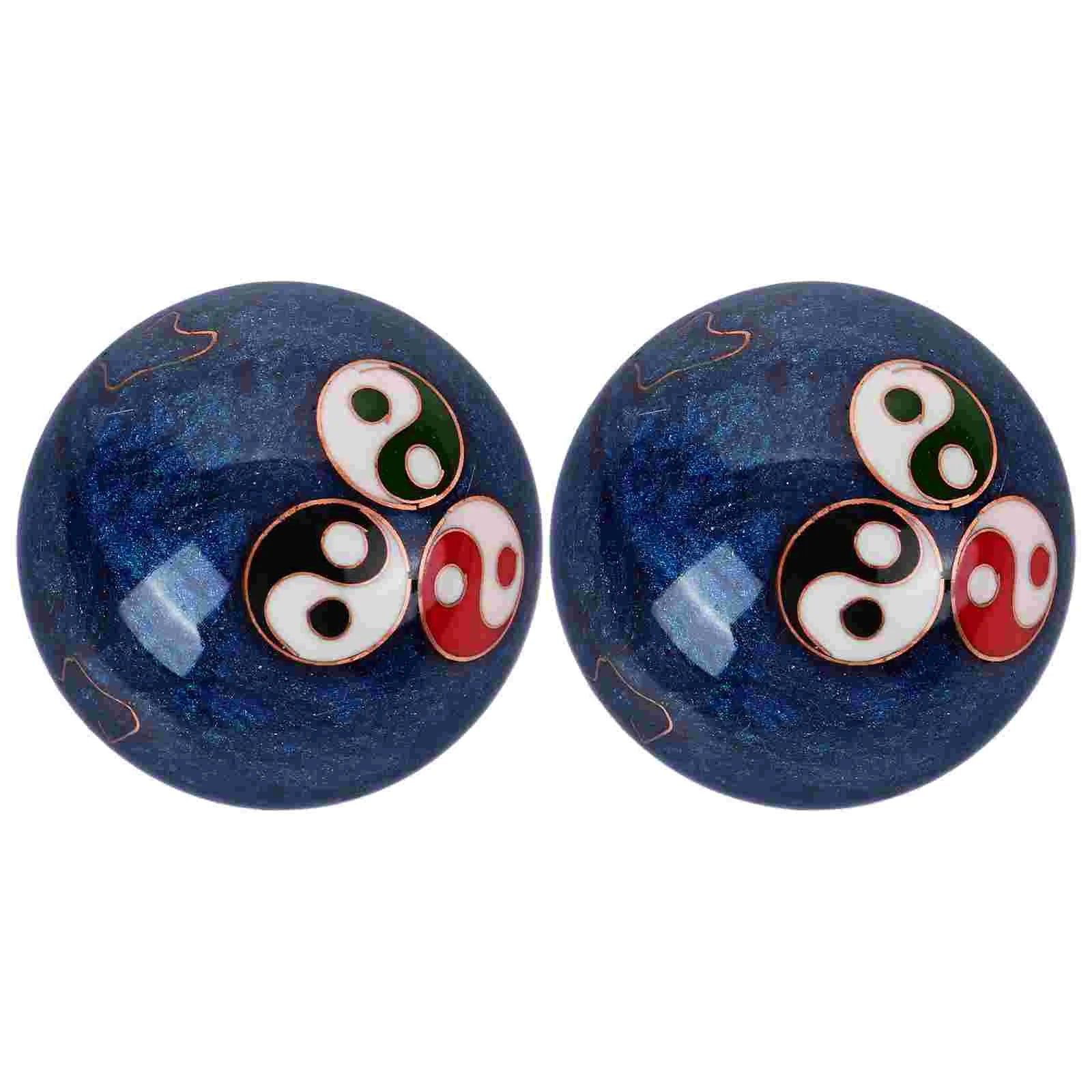 2 Stück Baoding-Handbälle – Chinesische Emaillierte Baoding-Bälle zur Handtherapie | Entspannungs- & Trainingsbälle Kaufschwan® Blau