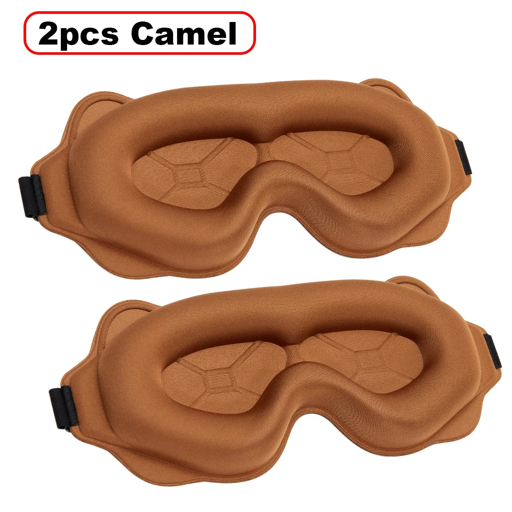 Schlafmaske Augenklappe | Leichte Reise-Augenmaske | Tragbare 3D Schlafmaske für Nacht & Entspannung Kaufschwan® 2 Stück-Kamel