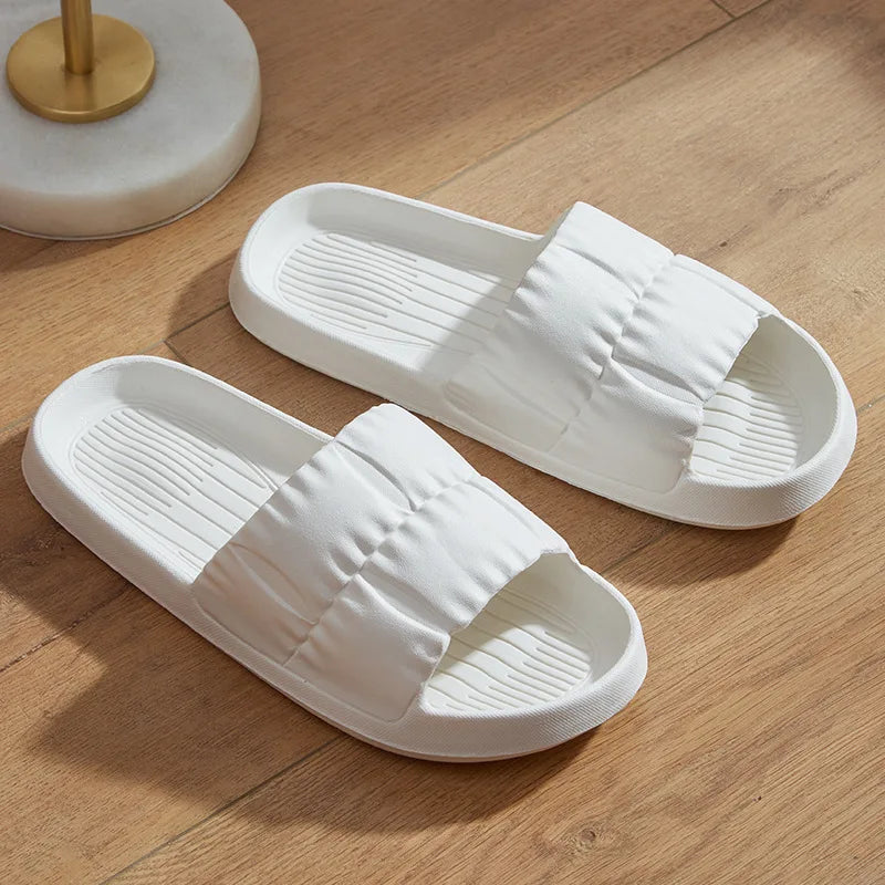 Damen Sommer Sandalen mit dicker Sohle | Leise Weichsohlen-Hausschuhe | Rutschfeste Indoor-Sandalen & Herren-Flip-Flops Kaufschwan® Design 2 Weiß 36-37