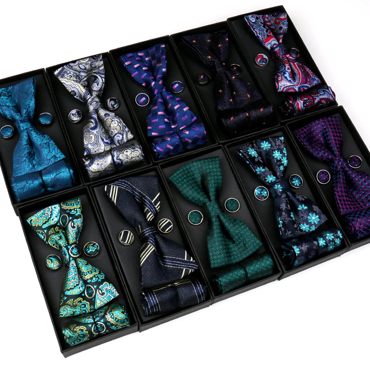 Herren Fliegen-Set – 3-teiliges Geschenkset mit Fliege, Einstecktuch & Manschettenknöpfen | Elegantes Rotes Accessoire für Business & Hochzeit Kaufschwan®