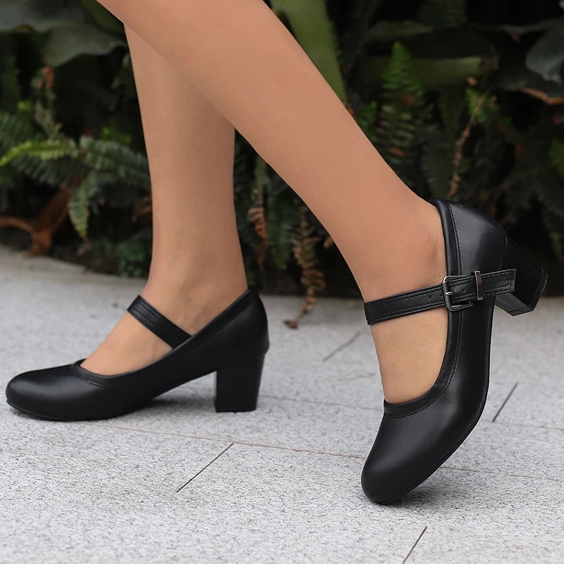Damen Pumps mit Blockabsatz – Runde Spitze & 5 cm Absatz | Elegante Business-Schuhe für Büro & Karriere Kaufschwan®