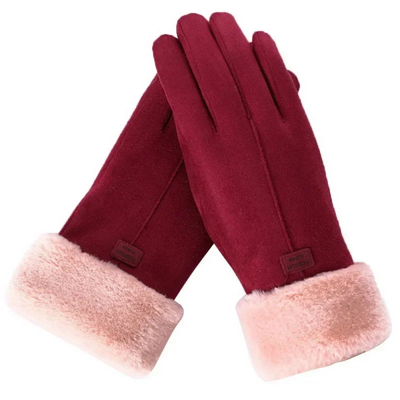 Damen Winterhandschuhe – Warme Touchscreen Thermo-Handschuhe mit Fleece-Futter | Winddichte Weiche Handschuhe für Outdoor & Wandern Kaufschwan® Weinrot
