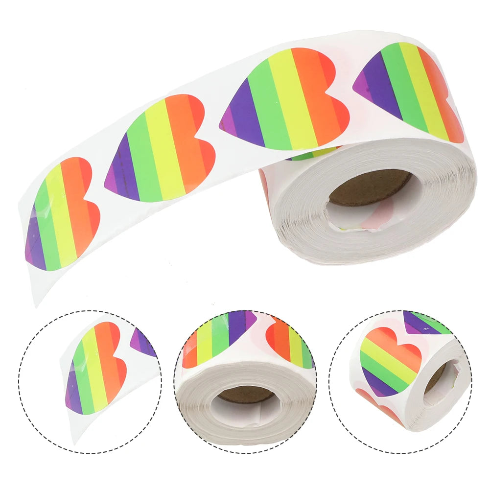 500 Stück Pride Aufkleber – Regenbogen Herz & Quadrat Etiketten | 3,8cm/2,5cm Klebeaufkleber für Tasse, Tasche, Vase & DIY-Dekoration