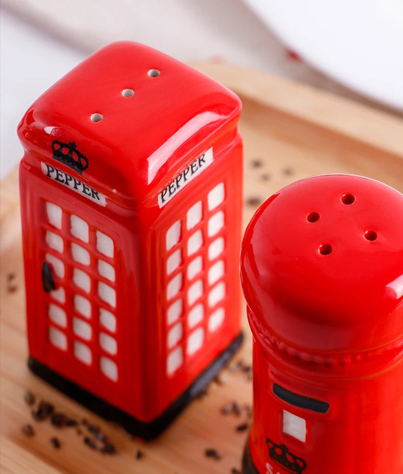 2er Set Keramik Gewürzstreuer – Telefonzelle & Briefkasten Design Salz- & Pfefferstreuer | Originelle Küchen Dekoration Kaufschwan®