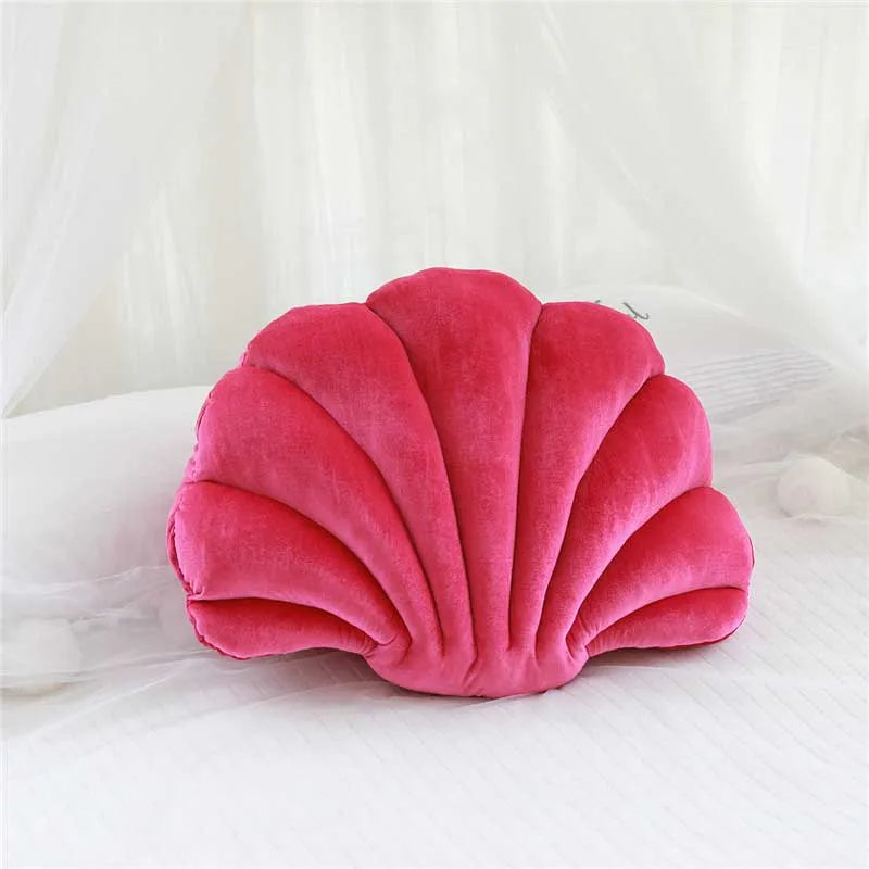 Velours Kissen mit Füllung für Wohnkultur | Sofa Kissen mit Muschel Design | Geschenk | 32x25cm Kaufschwan® Rose