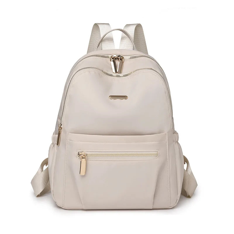 Großraum-Rucksack für Damen | Nylon Freizeit-Reise-Rucksack | Vielseitiger Solider Tagesrucksack für Frauen Kaufschwan® Cremefarben