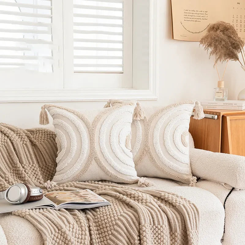 Verschiedene Kissenbezüge | Geometrisches Halbkreis Häkel-Dekokissenbezüge für Sofa & Wohnkultur Kaufschwan®