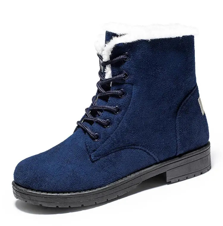 Damen Schneestiefel – Flache Plateau Winter Schuhe | Warme Kunstfell Gefütterte Plüsch Stiefel für Damen | Bequeme Winter Schuhe