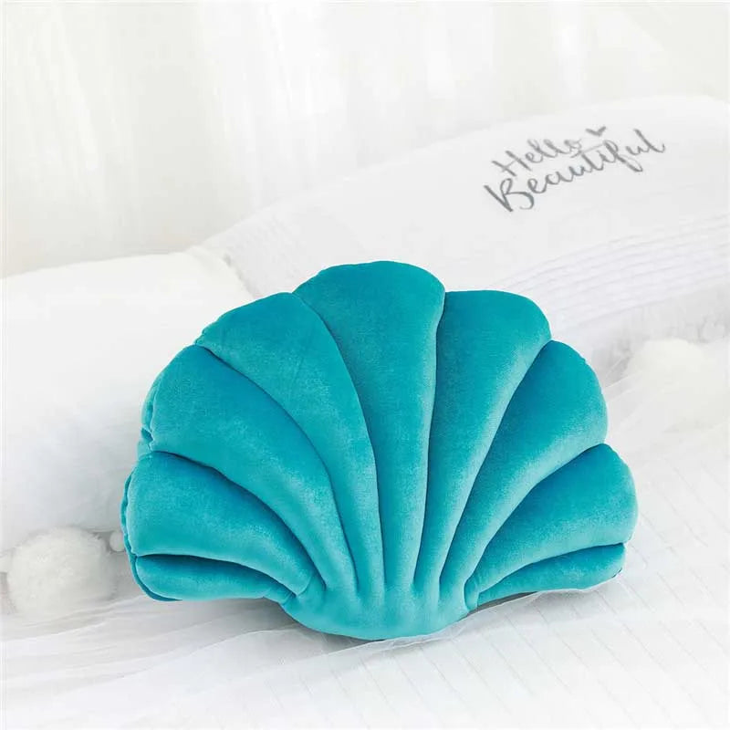 Velours Kissen mit Füllung für Wohnkultur | Sofa Kissen mit Muschel Design | Geschenk | 32x25cm Kaufschwan®