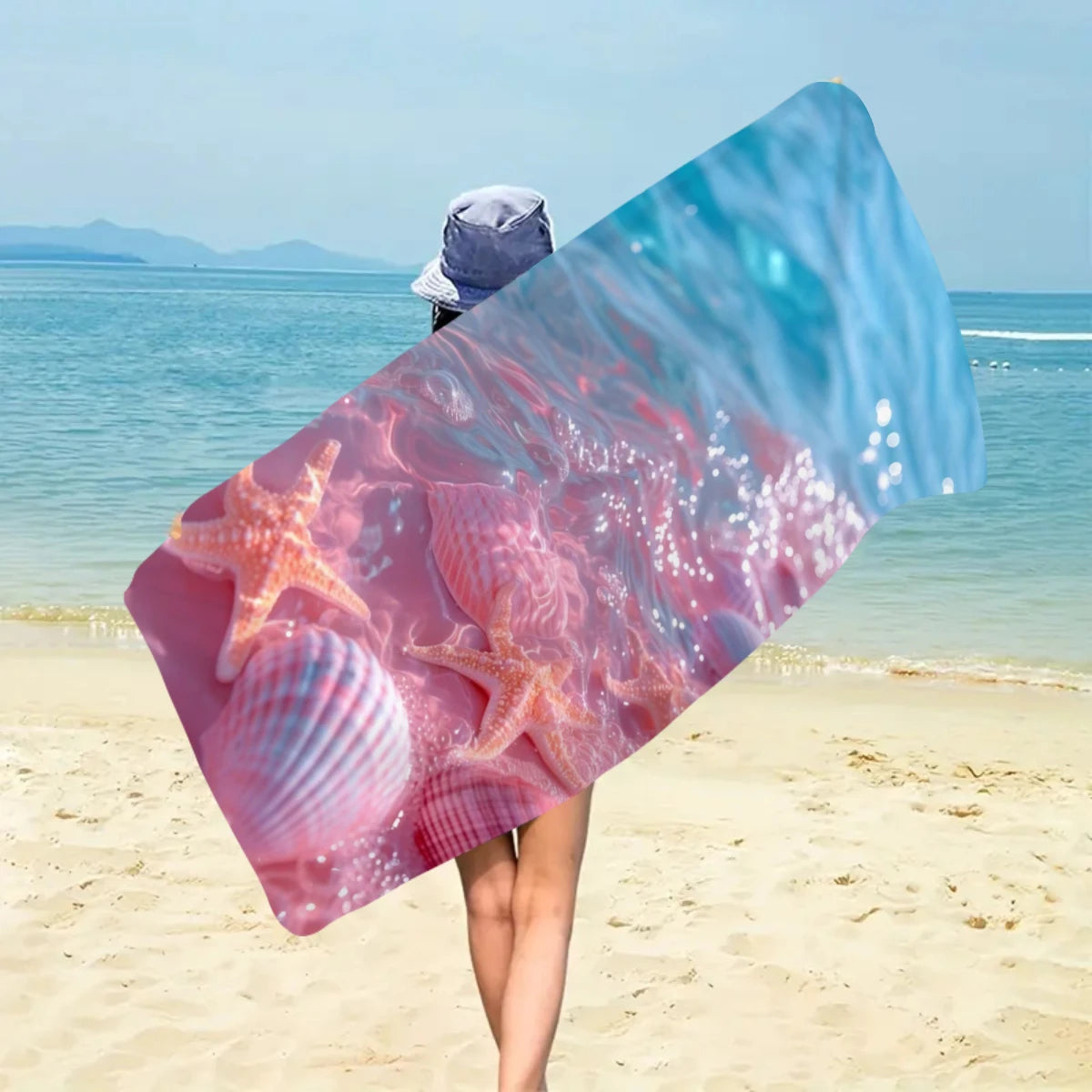 Strandtuch mit Ozean-Motiv – Schnell Trocknendes Mikrofaser Handtuch | Multifunktionales Handtuch für Sport, Schwimmen & Fitness