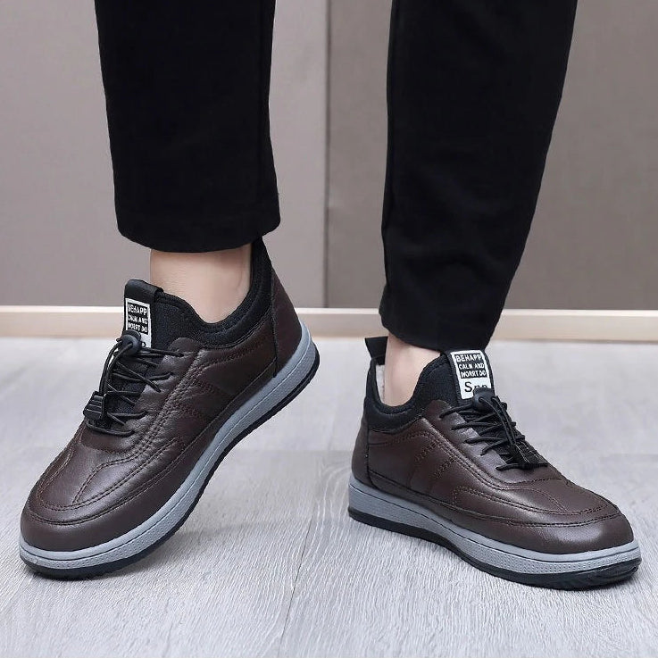 Herren Schneestiefel – Wasserdichte Winter-Lederschuhe mit Plüschfutter | Rutschfeste Warme Baumwollstiefel für Alltag & Outdoor Kaufschwan®