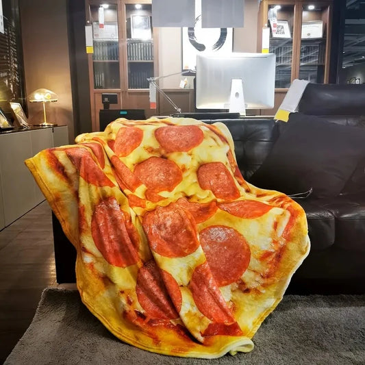 Weiche & Warme Pizza Flanell Decke – Runde Kuscheldecke für Sofa, Bett, Büro, Camping & Reisen Kaufschwan®