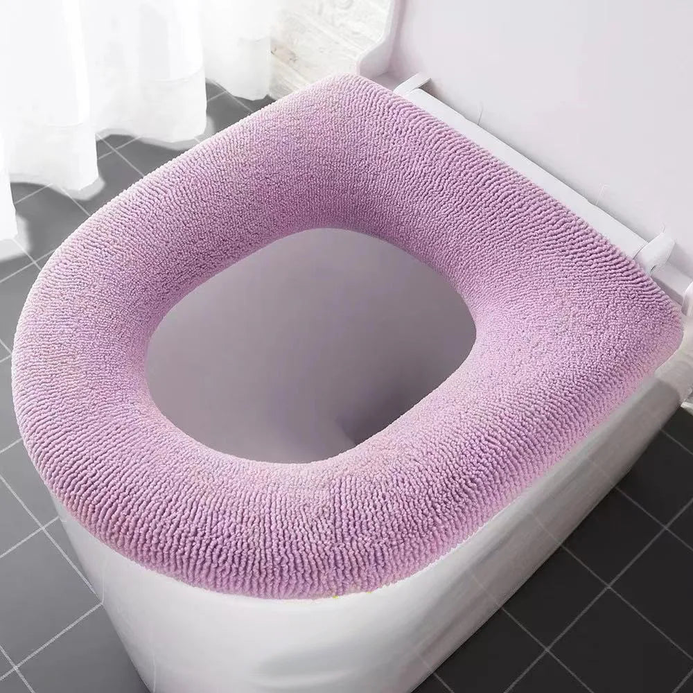 Universaler Toilettensitzbezug – Weiche Warme WC-Sitzauflage | Kürbis-Muster Badezimmer-Toilettenpolster Kaufschwan® Lila