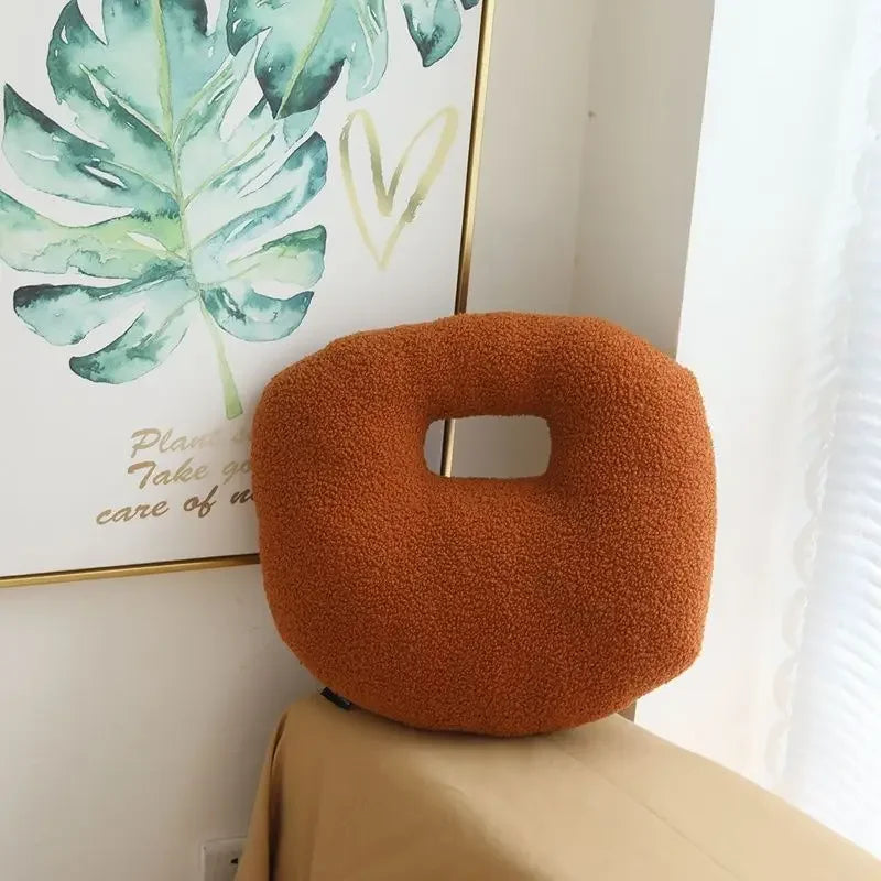 3D Samt Wolken Kissen | Weiches & Bequemes Rundkissen für Sofa Kaufschwan® Karamell Handtasche 42x37