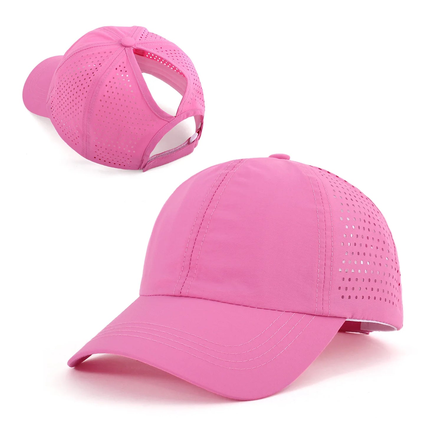 Schnelltrocknender Tongue Hat | Damen & Herren Mesh Atmungsaktive Sommerkappe | UV-Schutz & Ponytail-freundlich Verstellbar Kaufschwan® Rosenrot
