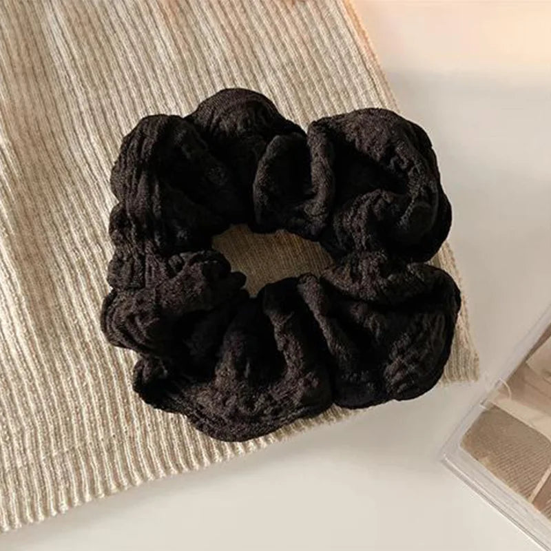 Haargummi Großes Scrunchie Einfarbig | Weiches Haargummi für Damen & Mädchen | Schonender Zopfhalter & Dutt-Accessoire Kaufschwan® Schwarz