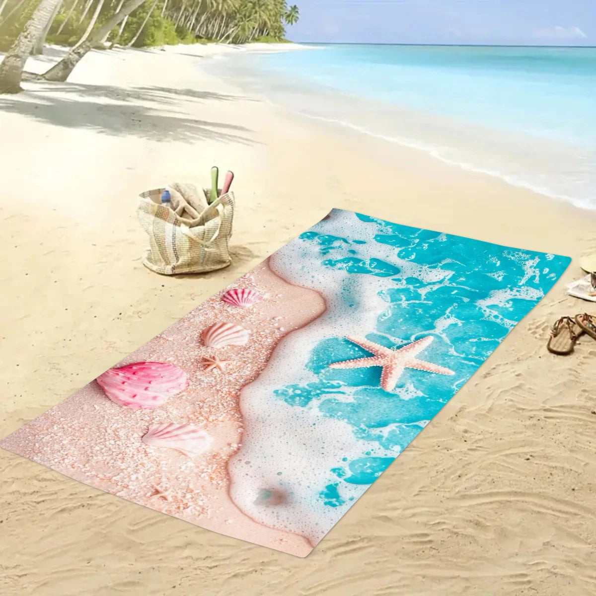 Strandtuch mit Ozean-Motiv – Schnell Trocknendes Mikrofaser Handtuch | Multifunktionales Handtuch für Sport, Schwimmen & Fitness