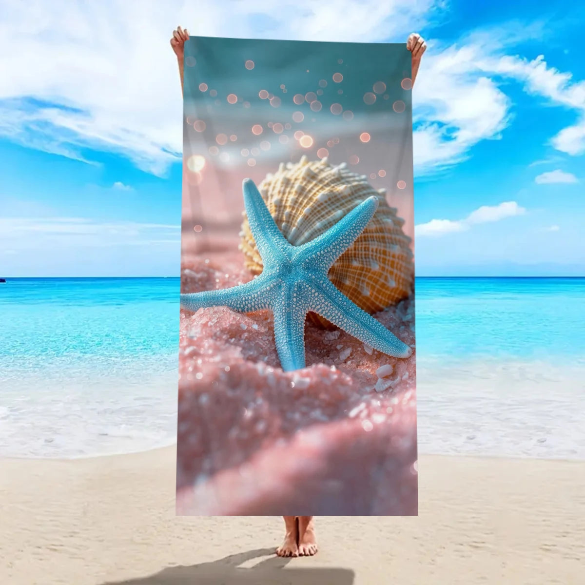 Strandtuch mit Ozean-Motiv – Schnell Trocknendes Mikrofaser Handtuch | Multifunktionales Handtuch für Sport, Schwimmen & Fitness