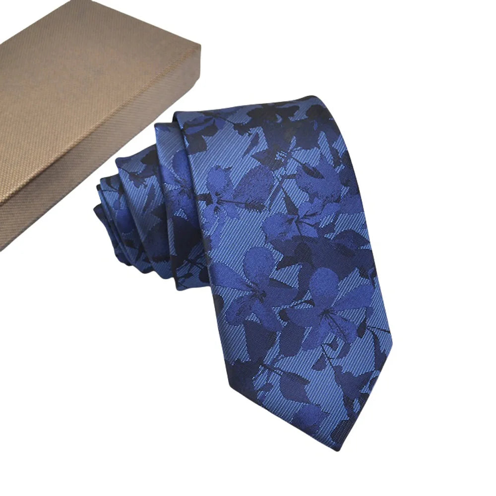 Herren Jacquard-Krawatte 8 cm – Hochwertige Krawatte mit Punkt- & Blumenmuster | Elegantes Accessoire für Business, Büro & Hochzeit Kaufschwan® Königsblau mit leichtem Glanz