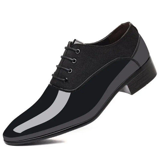 Herren Lackleder-Spitzschuhe – Elegante Luxus-Businessschuhe | Formelle Designer-Schuhe für Büro & Gesellschaft im Frühjahr & Herbst Kaufschwan® Schwarz 38