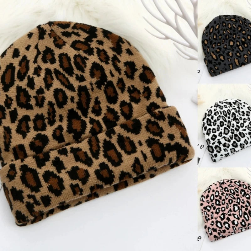 Dicke Leopard Jacquard Beanie Mütze – Trendige Unisex Strickmütze für Herbst & Winter | Warme Vintage Hip Hop Mütze für Damen & Herren Kaufschwan®