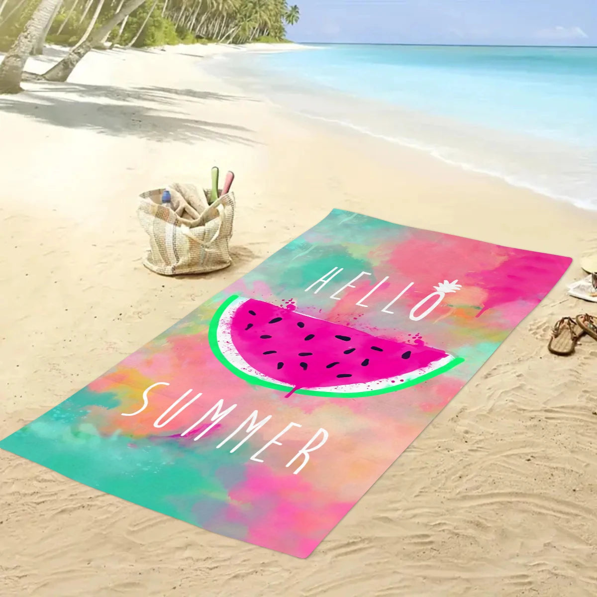 Großes Strandtuch mit Früchte-Print – Ultrafeines Mikrofaser Handtuch | Schnell Trocknend & Saugfähig für Strand, Urlaub & Camping