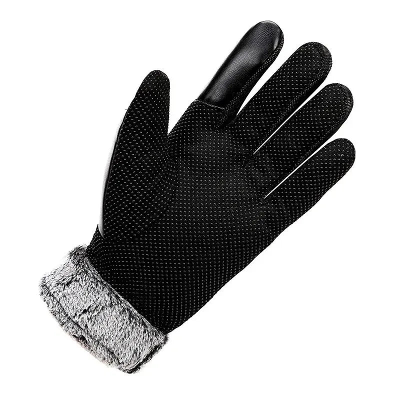 Leder Winterhandschuhe – Damen & Herren Fleece Gefüttert | Touchscreen Wasserdicht & Winddicht Motorrad- & Autofahrerhandschuhe Kaufschwan®