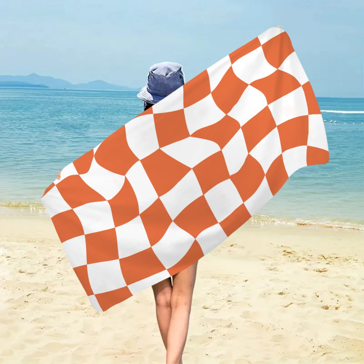 Modisches Kariertes Strandtuch – Schnell Trocknend & Saugfähig | Großes Mikrofaser Handtuch in Mehreren Farben für Strand & Reisen