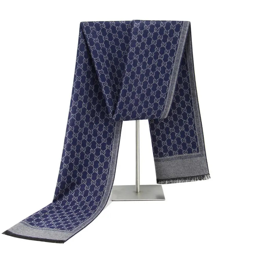 Winterschal für Herren | Karo Streifen & Paisley Jacquard | Beidseitiger Kaschmir-Imitat Halswärmer – Warm & Winddicht