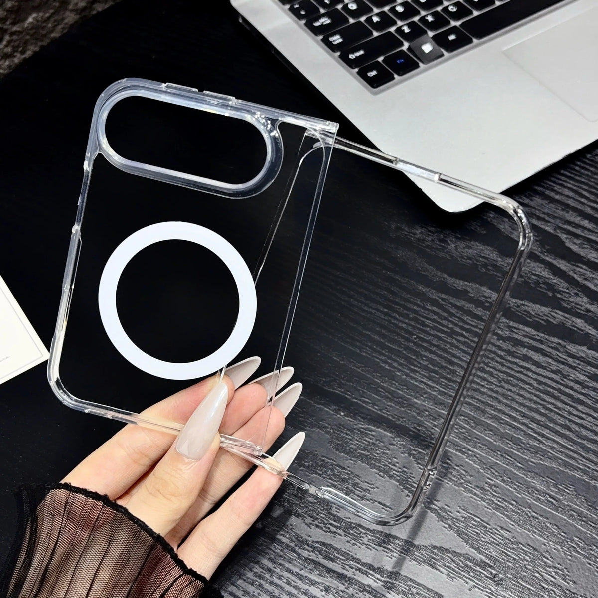 Modische Magnetische Transparente Klapphülle für iPhone Duo 18 Fold und 18 Ultra – Schutzhülle mit Fallschutz Kaufschwan®