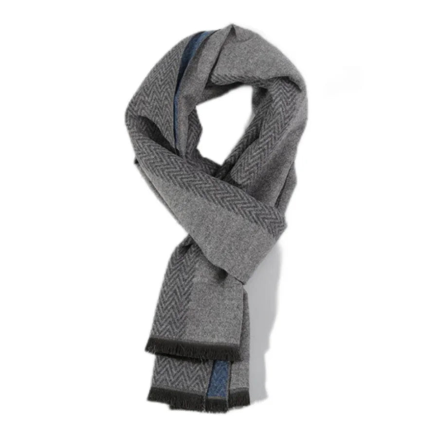 Winterschal für Herren | Karo Streifen & Paisley Jacquard | Beidseitiger Kaschmir-Imitat Halswärmer – Warm & Winddicht
