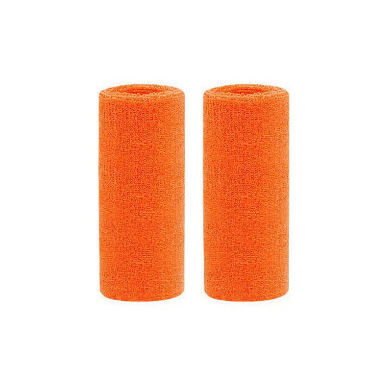 2 Stück Sport Schweißbänder – Schweißabsorbierende Tennis & Fitness Armbänder | Atmungsaktive Elastische Handgelenkbänder für Damen & Herren Kaufschwan® 2 Stück orange 15 cm