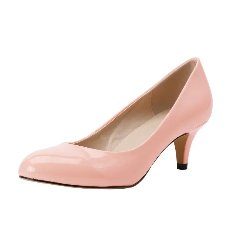 Damen Lackleder-Business-Pumps – Spitzes Design & 5 cm Absatz | Elegante Schuhe für Büro, Business & Formelle Anlässe Kaufschwan® Rosa 35