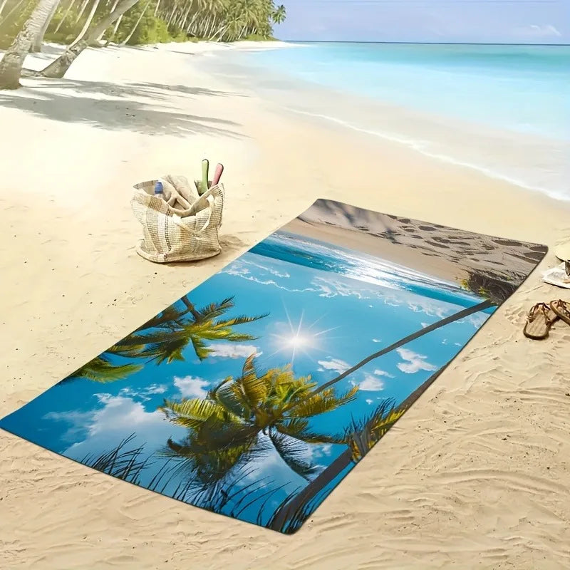 Beach Paradise Großes Strandtuch – Stilvolles Tropisches Palmenmotiv | Weiches & Saugfähiges Handtuch für Strand, Bad & Pool