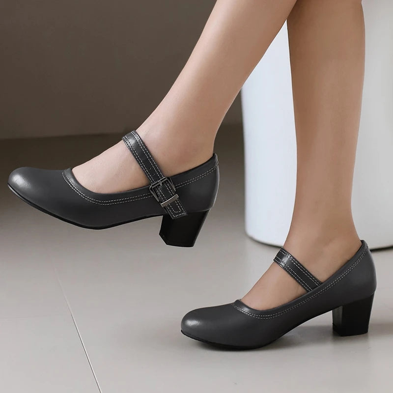 Damen Pumps mit Blockabsatz – Runde Spitze & 5 cm Absatz | Elegante Business-Schuhe für Büro & Karriere Kaufschwan®