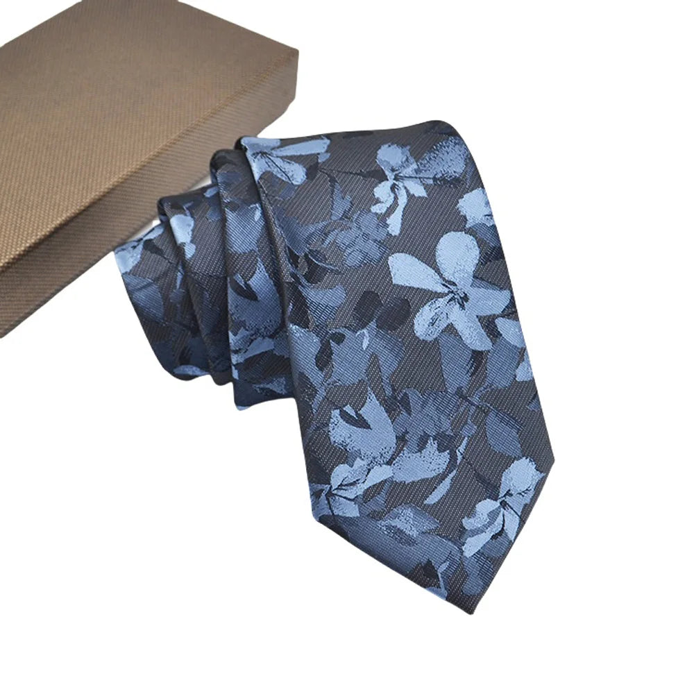 Herren Jacquard-Krawatte 8 cm – Hochwertige Krawatte mit Punkt- & Blumenmuster | Elegantes Accessoire für Business, Büro & Hochzeit Kaufschwan® Hellgrau-Blau gemustert