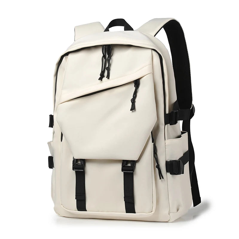 15-Zoll Polyester Wasserdichter Rucksack | Herren & Unisex Laptop Rucksack | Einfacher Solider Alltags- & Reiserucksack Kaufschwan® Beige 15 inches