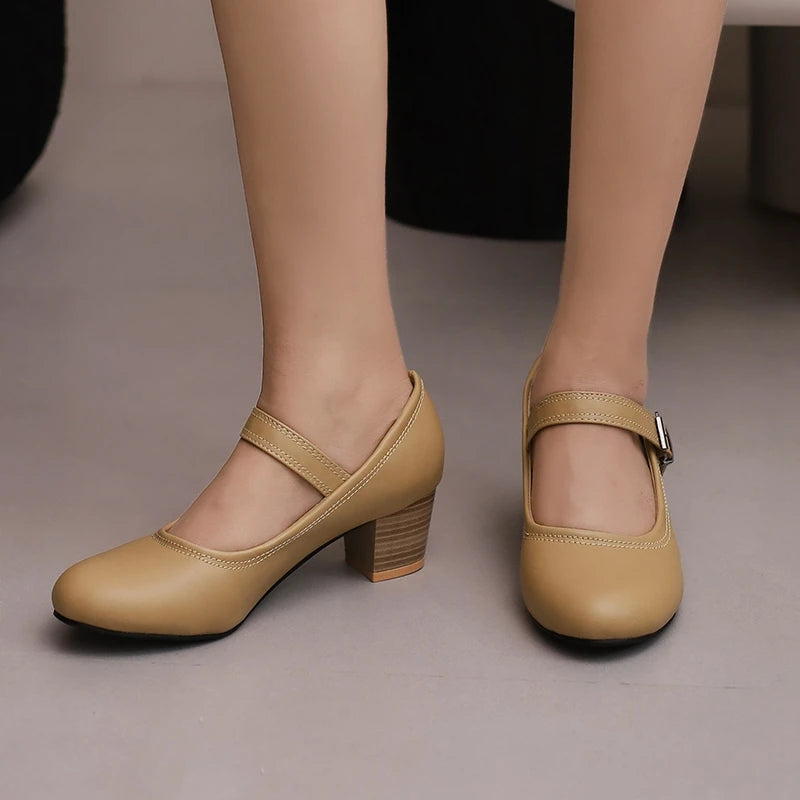 Damen Pumps mit Blockabsatz – Runde Spitze & 5 cm Absatz | Elegante Business-Schuhe für Büro & Karriere Kaufschwan®
