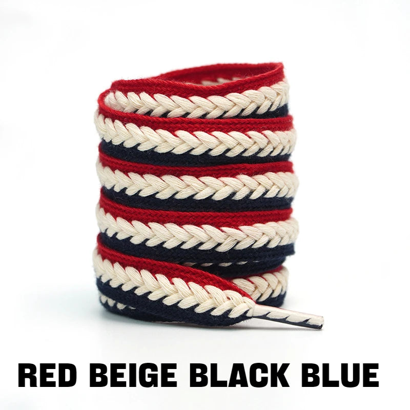 Flache Baumwoll-Schnürsenkel – 1,5cm Breite Premium Laces für Sneaker & Freizeitschuhe | 100/120/140/160cm Seil-Design, 1 Paar