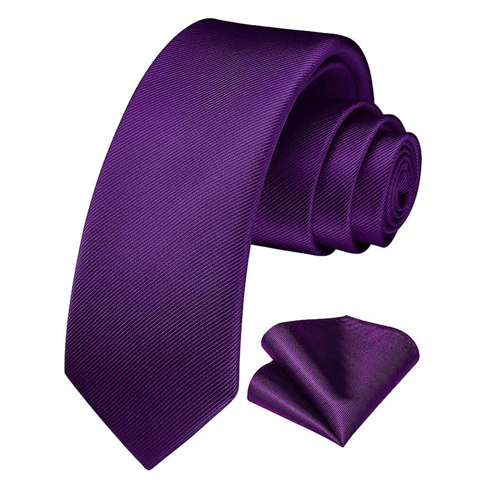 Herren Seidenkrawatten-Set – 6 cm Schmale Krawatte mit Passendem Einstecktuch | Elegantes Geschenk für Hochzeit, Business & Formelle Anlässe