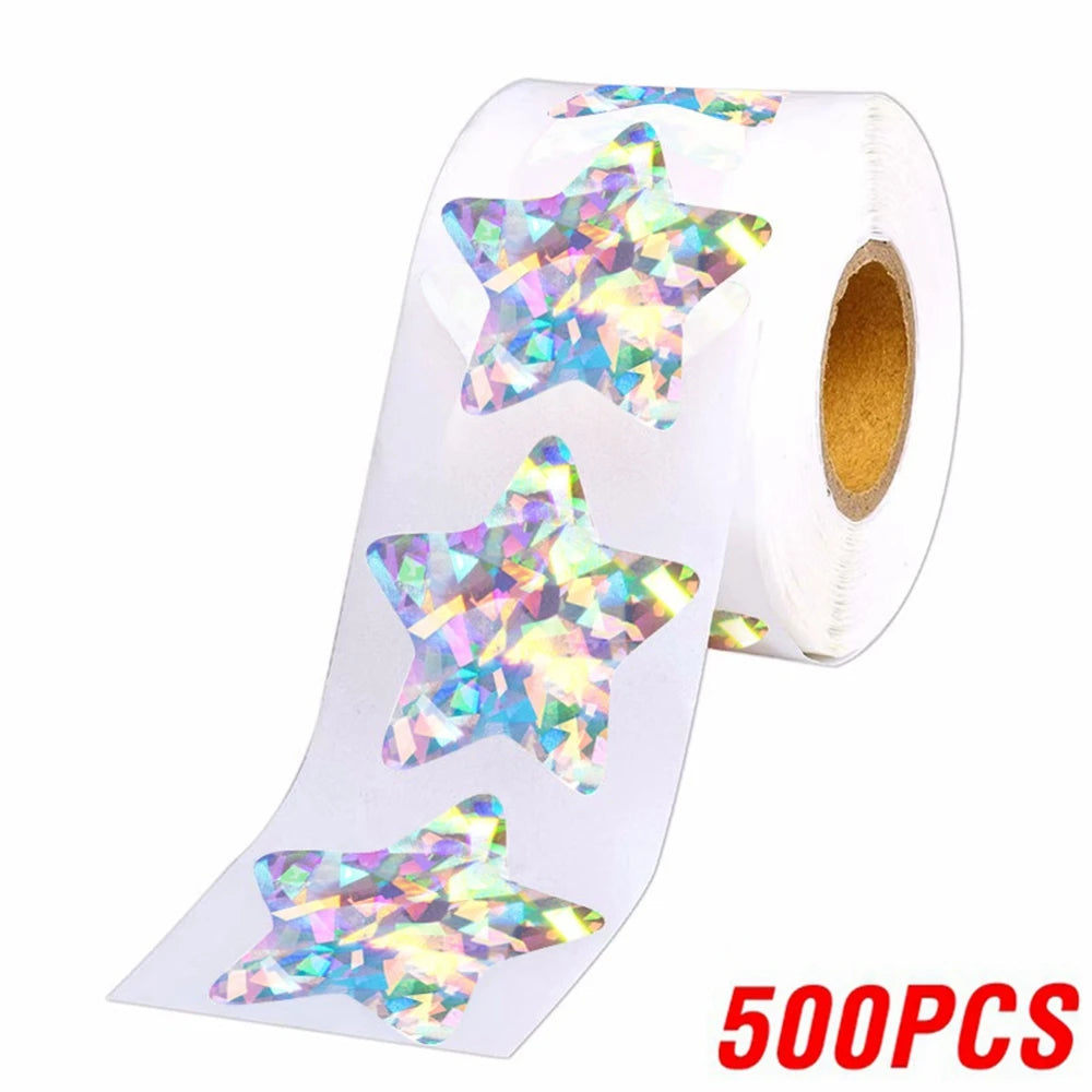 50–500 Stück Silberne Folien-Sternaufkleber – Holografische Belohnungs-Sticker für Kinder, Lehrer & Bastelarbeiten | Glänzende Sterne für Dekoration & Unterricht